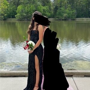 Primavera Couture Black Sequin Maxi Dress